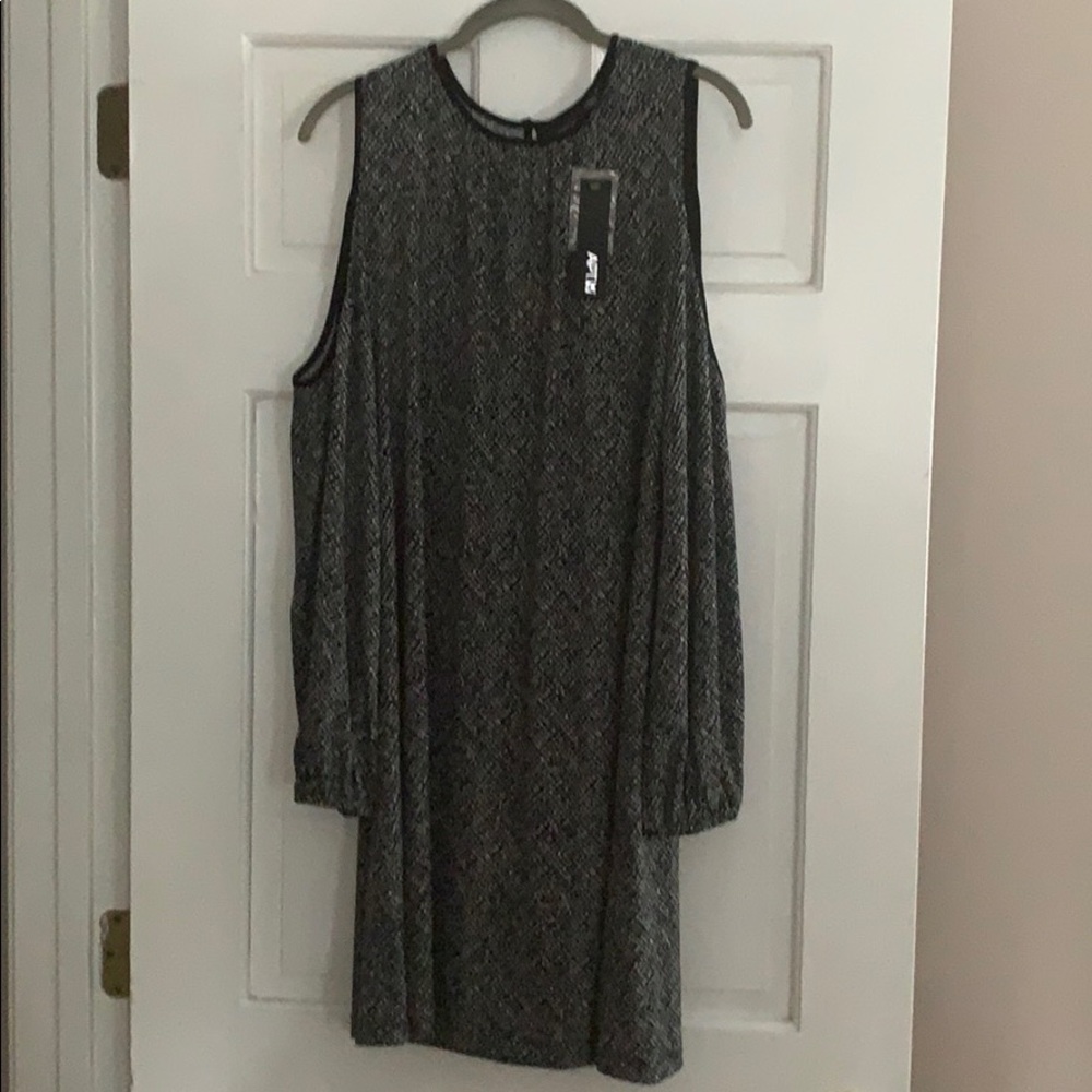 Black and white open shoulder dress